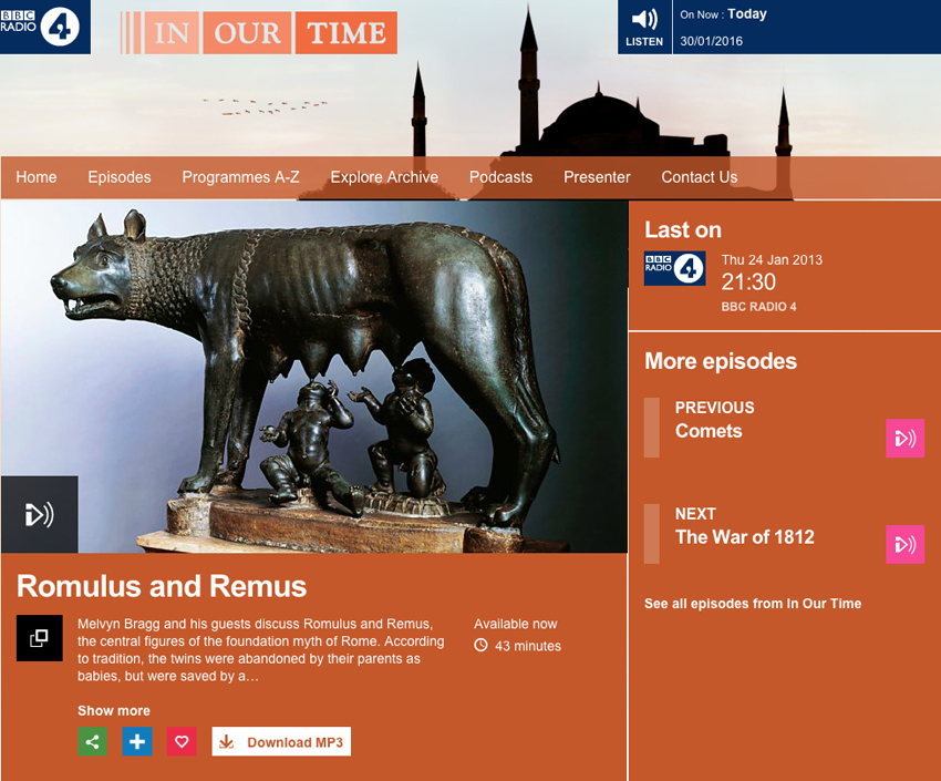 Italian courses Sydney Italia 500 - In our time Romulus and Remus Podcast