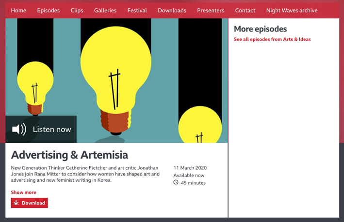 Art and Ideas Radio 3 Artemisia Gentileschi