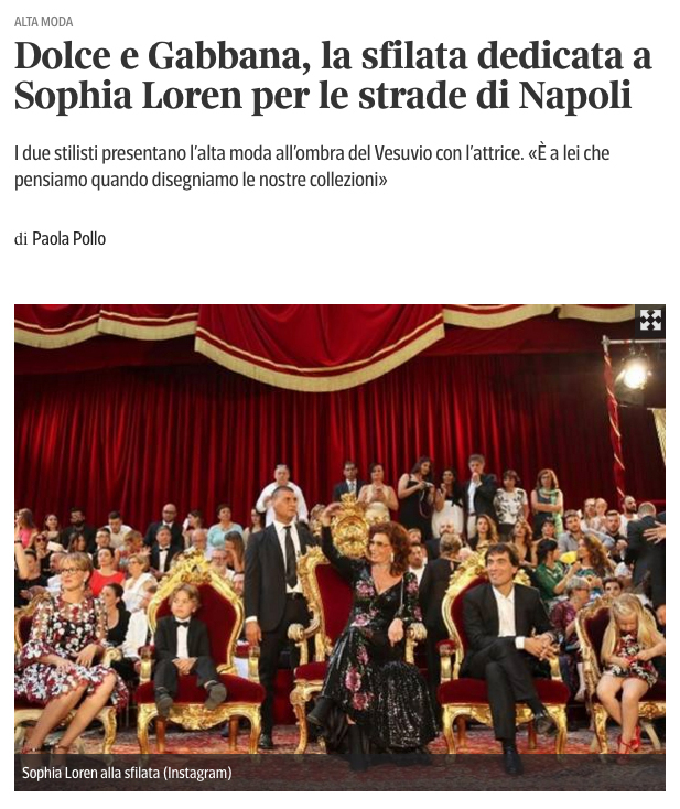 Corriere della Sera Dolce e Gabbana Napoli - Italian language courses Sydney at Italia 500